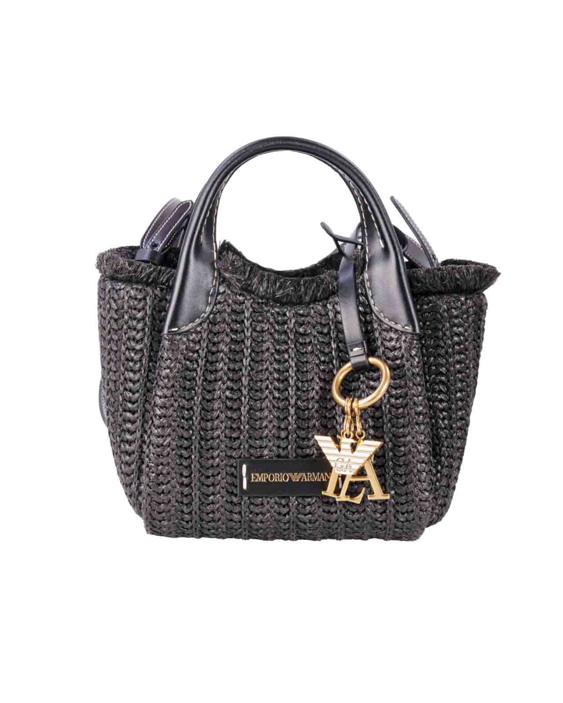 shop EMPORIO ARMANI  Borsa: Emporio Armani borsa a mano in paglia intrecciata con charm logo.
Dimensioni: 15,5 x 15 x 10 cm.
Paglia intrecciata.
Made in China.
Doppio manico.
Charm logo in metallo.
Patch logato.
Tracolla regolabile.
Composizione: 85% Polietilene 15% Polipropilene.. Y3D278 YWQ5D-80001 number 3176338